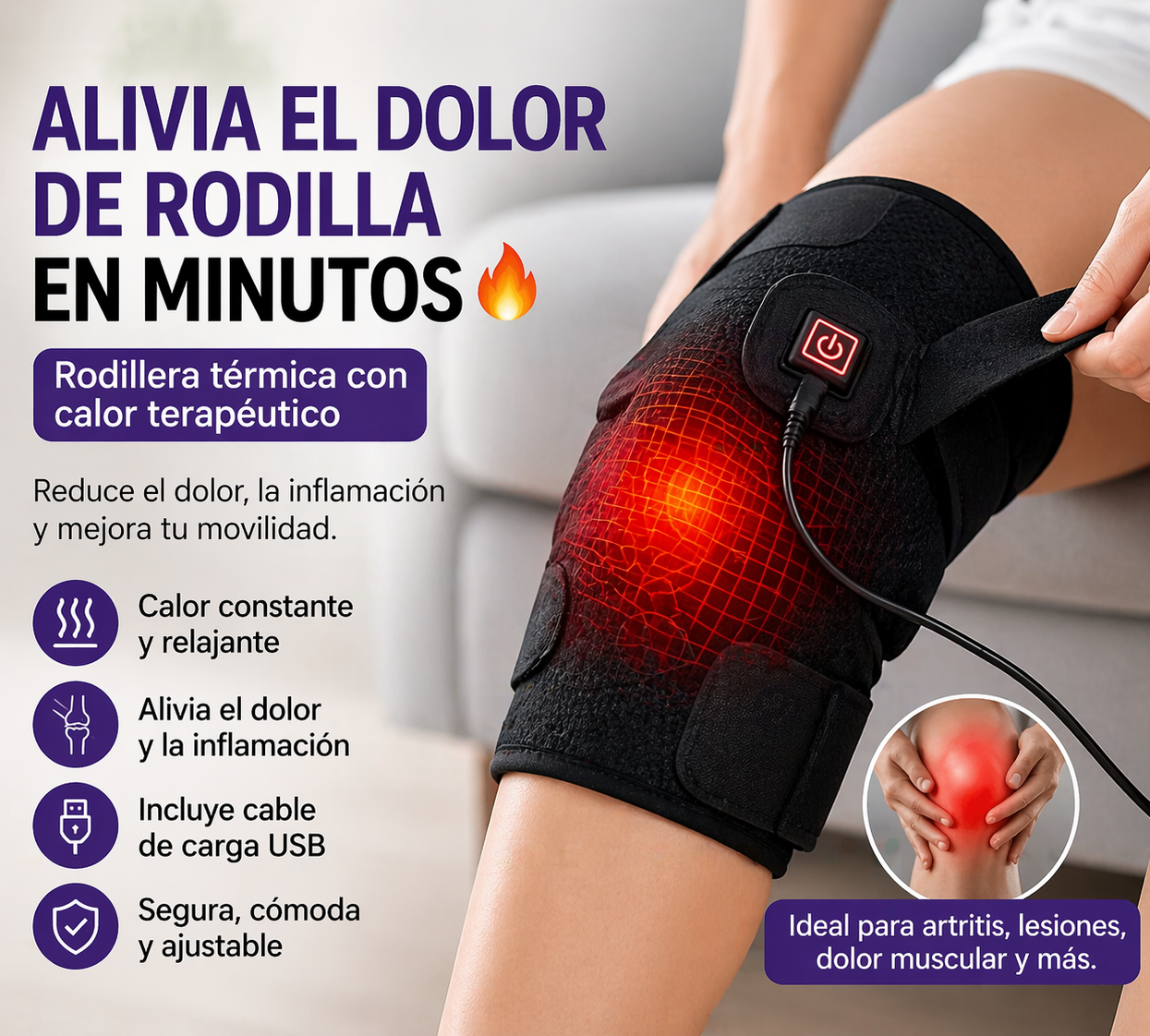 ALIVIA EL DOLOR DE RODILLA EN MINUTOS🔥| Rodillera térmica con calor terapéutico®